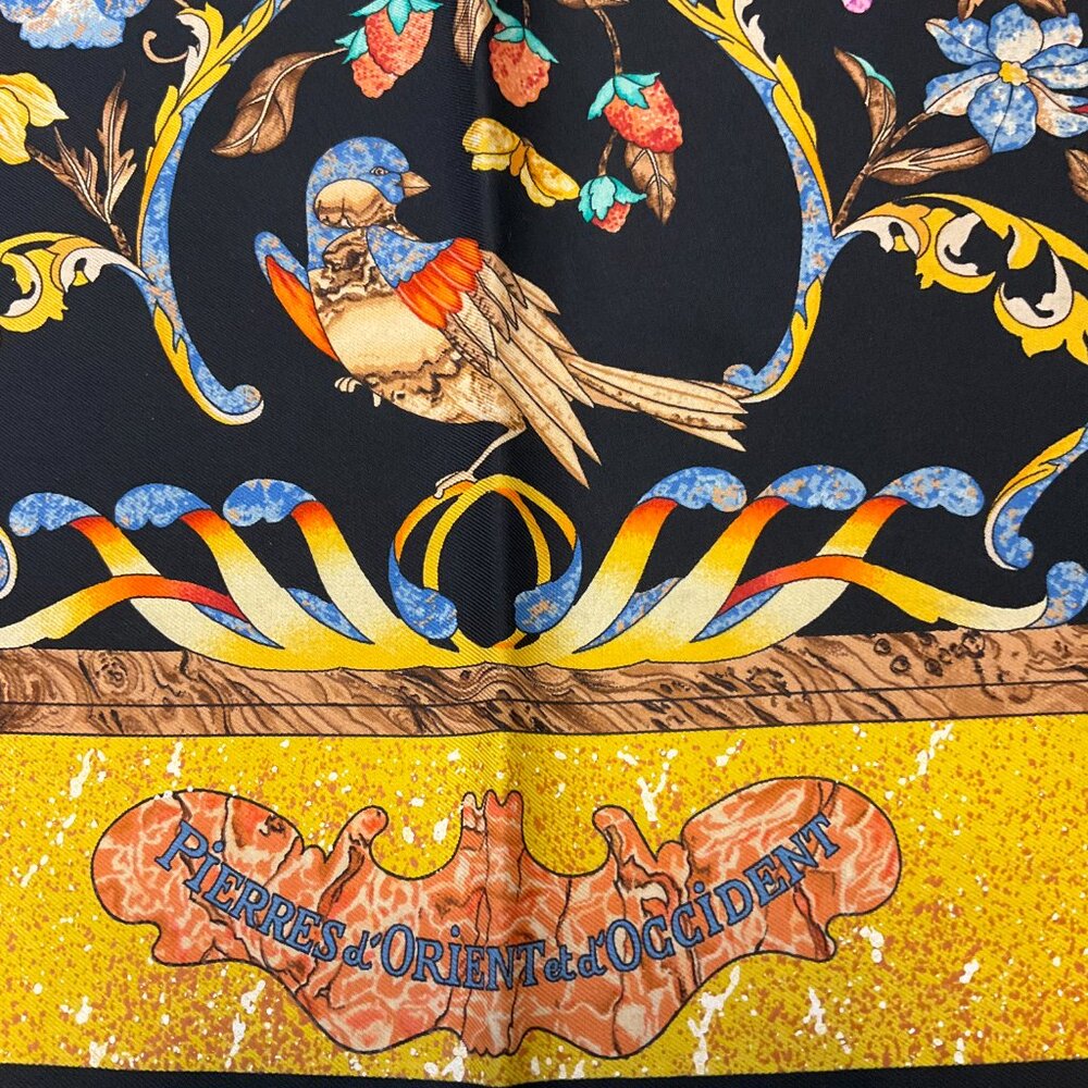 Hermes Black / Gold Multi Pierres d'Orient et d'Occident Square Silk Twill Scarf - Picture 6 of 9